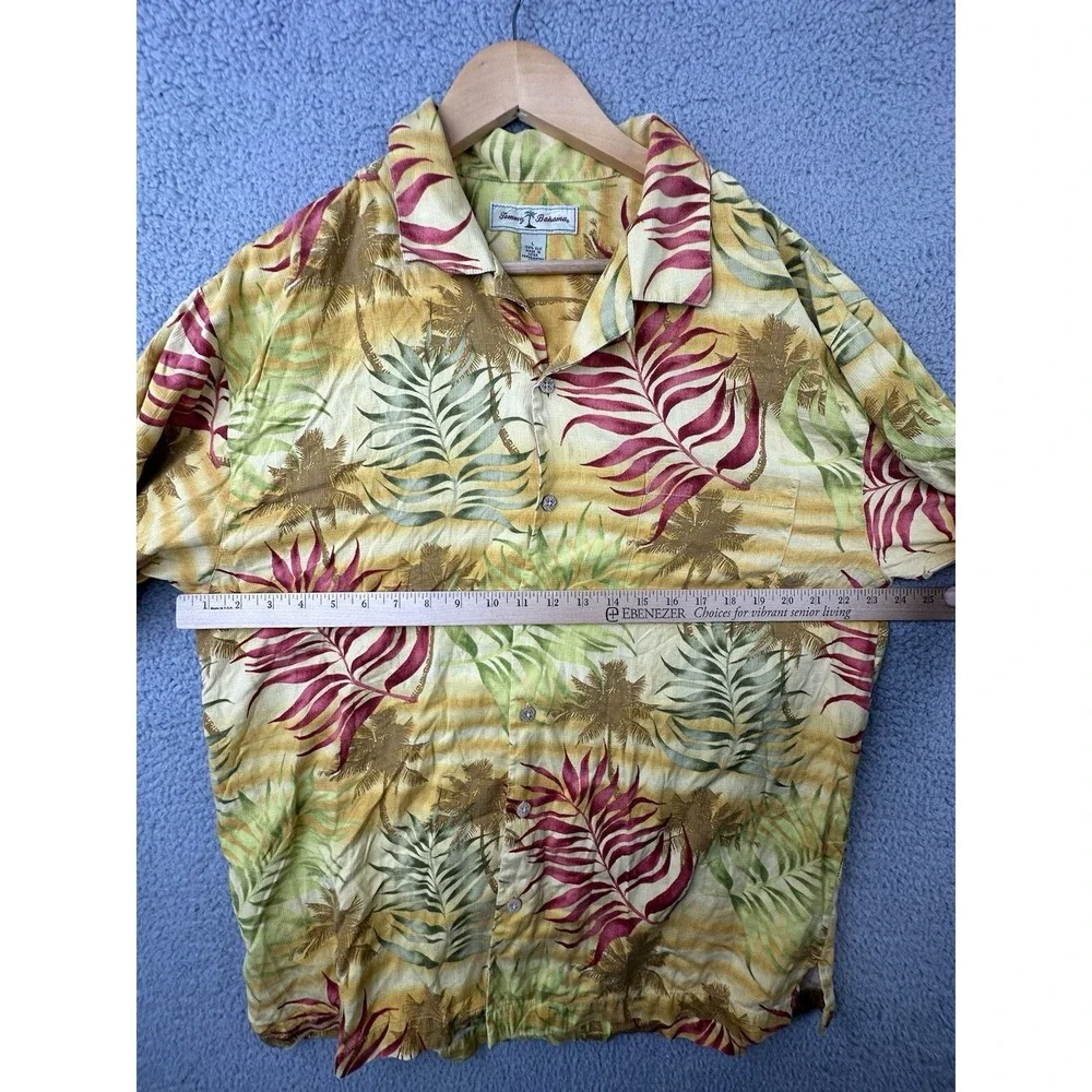 VTG‎ Tommy Bahama Hawaiian Shirt Mens Large Silk S/S Multicolor Floral Camp